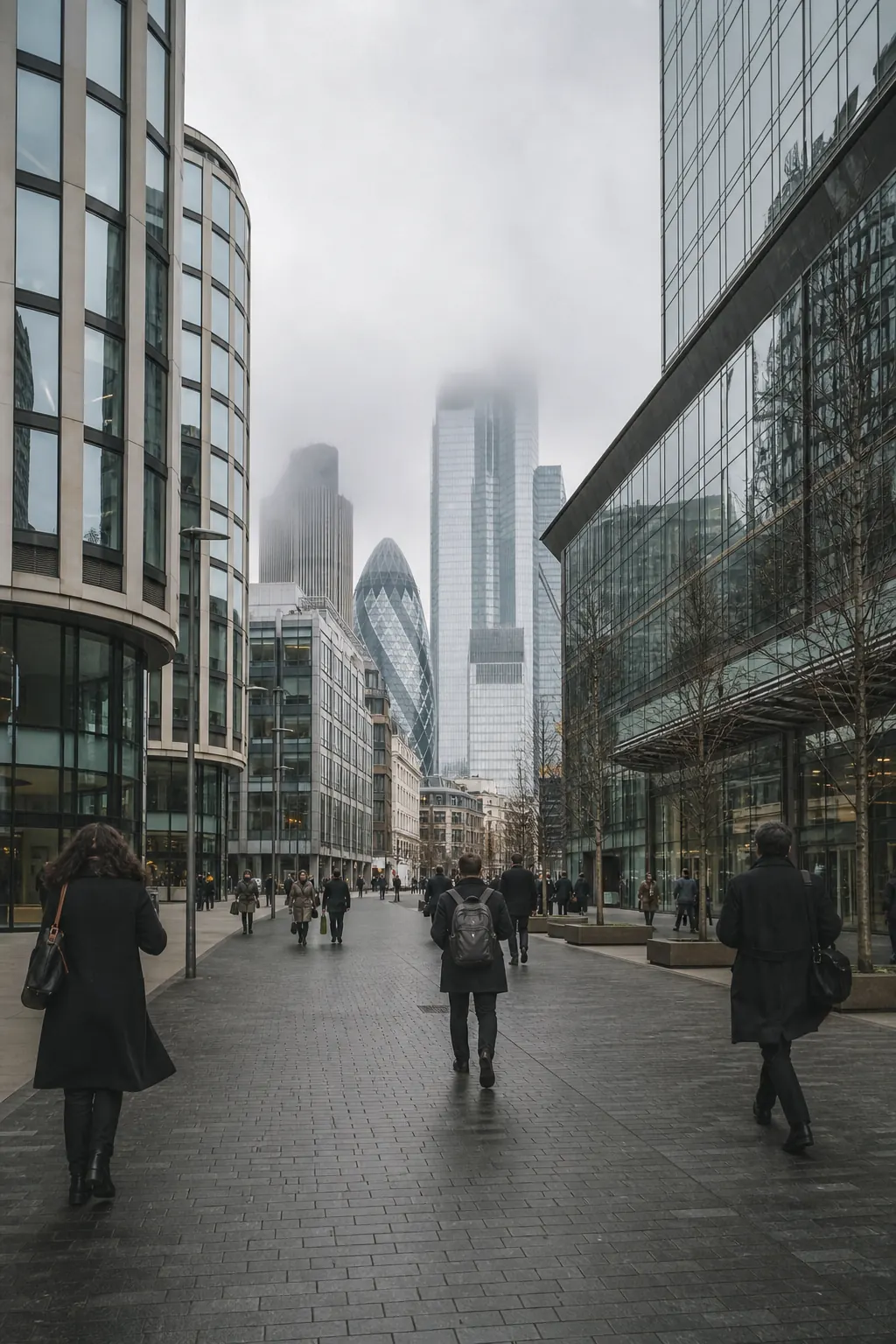 London street between office buildings